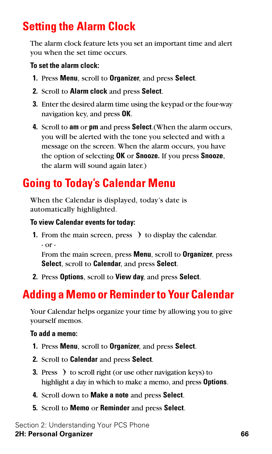 Setting the alarm clock, Going to today’s calendar menu, Adding a memo or reminder to your calendar | Nokia 3588i User Manual | Page 73 / 145