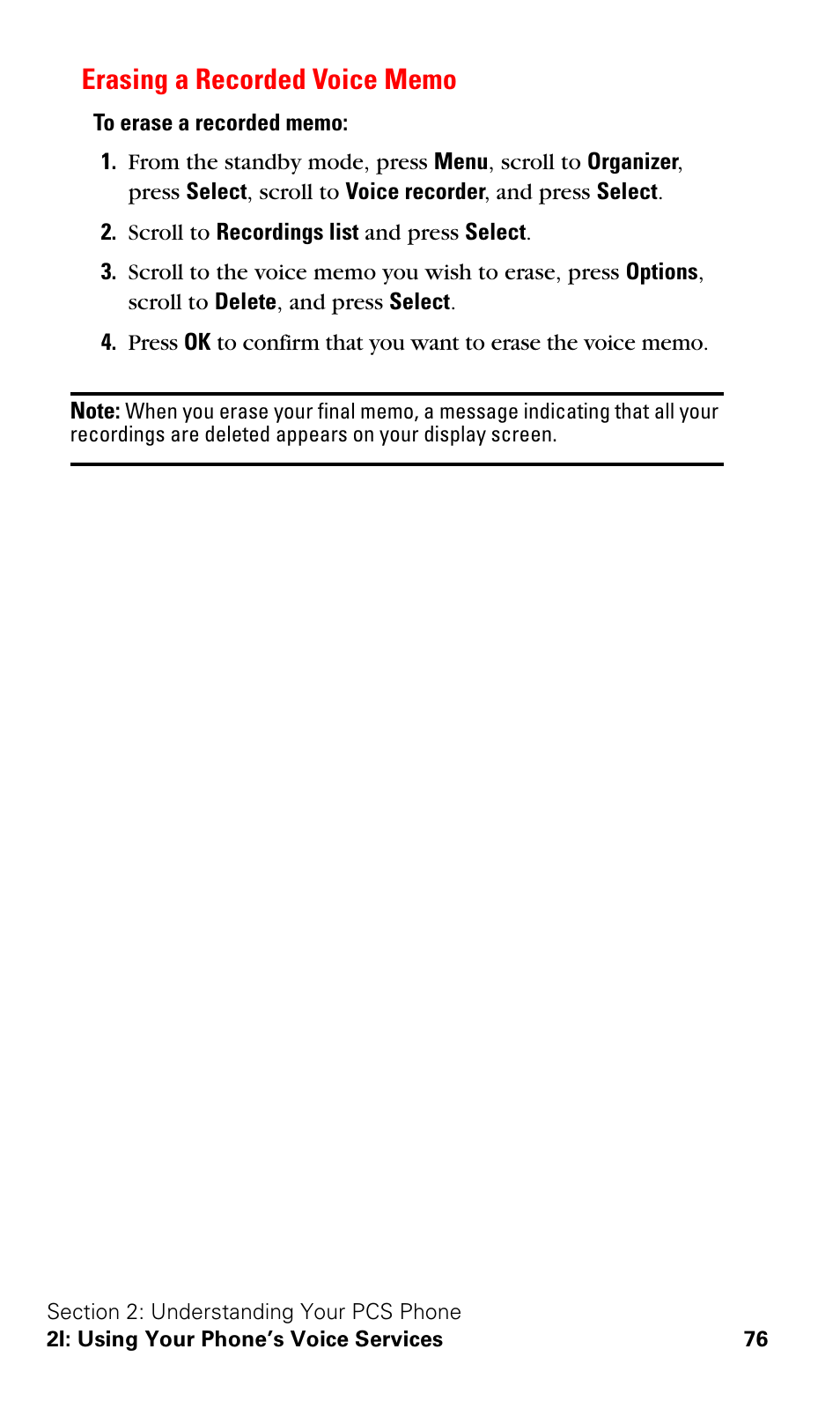 Erasing a recorded voice memo | Nokia 3588i User Manual | Page 83 / 145