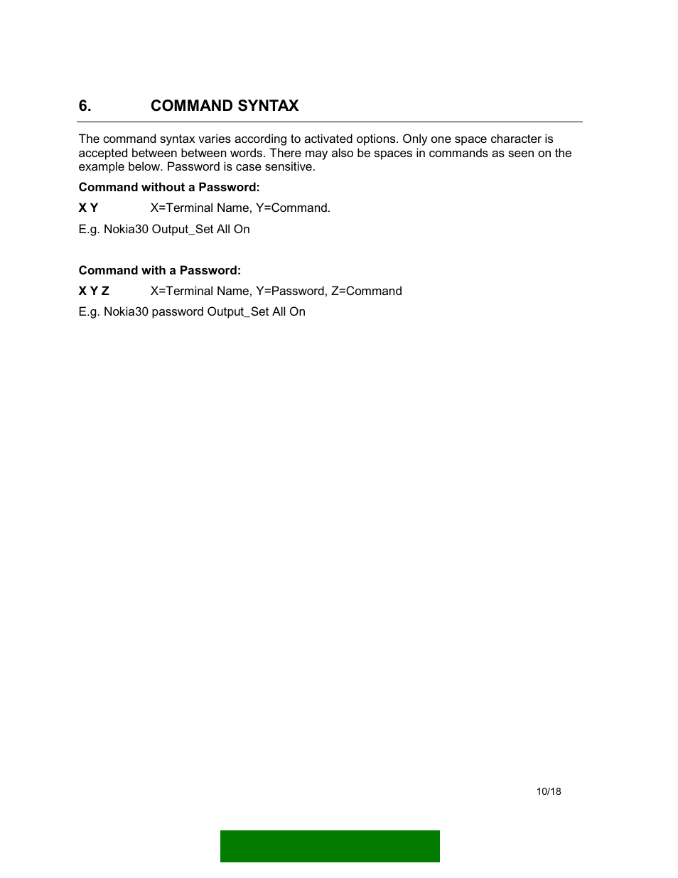 Command syntax | Nokia 30 User Manual | Page 12 / 20