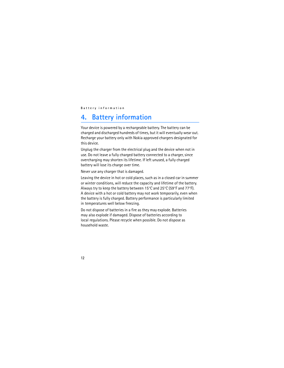 Battery information | Nokia BH-600 User Manual | Page 12 / 64