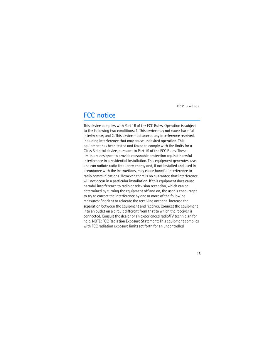 Fcc notice | Nokia BH-600 User Manual | Page 15 / 64