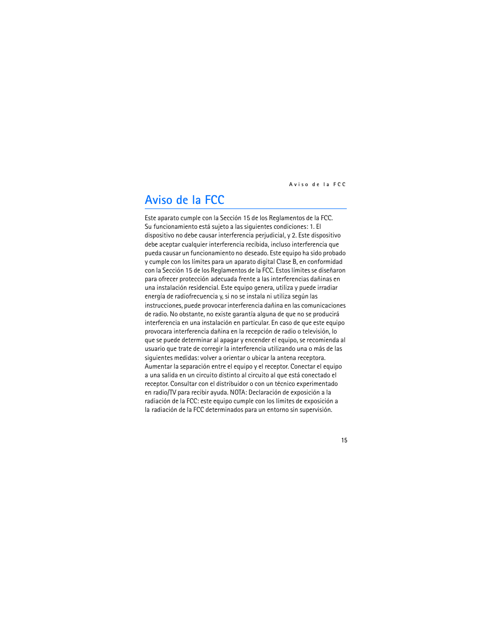 Aviso de la fcc | Nokia BH-600 User Manual | Page 31 / 64