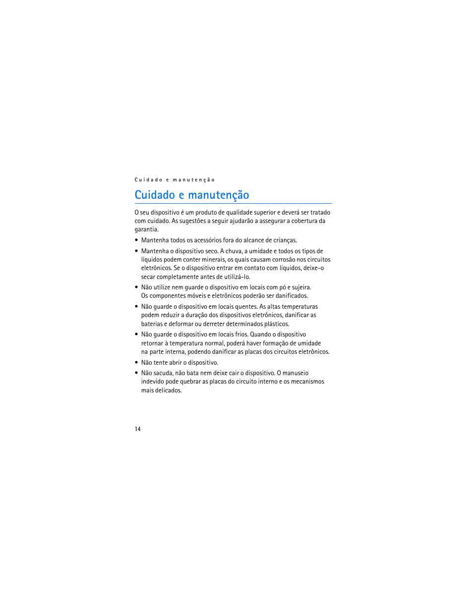 Cuidado e manutenção | Nokia BH-600 User Manual | Page 46 / 64