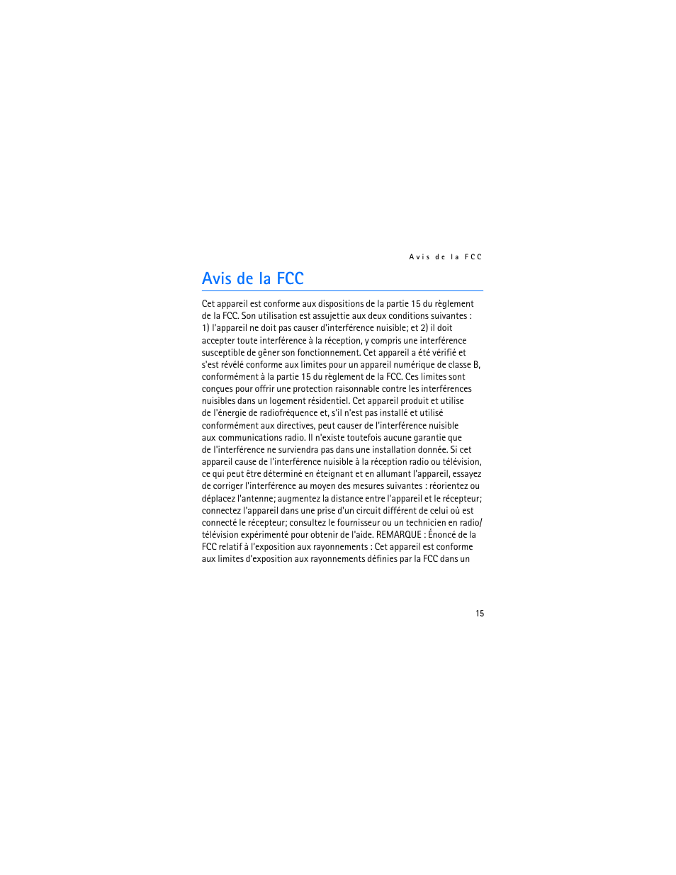 Avis de la fcc | Nokia BH-600 User Manual | Page 63 / 64