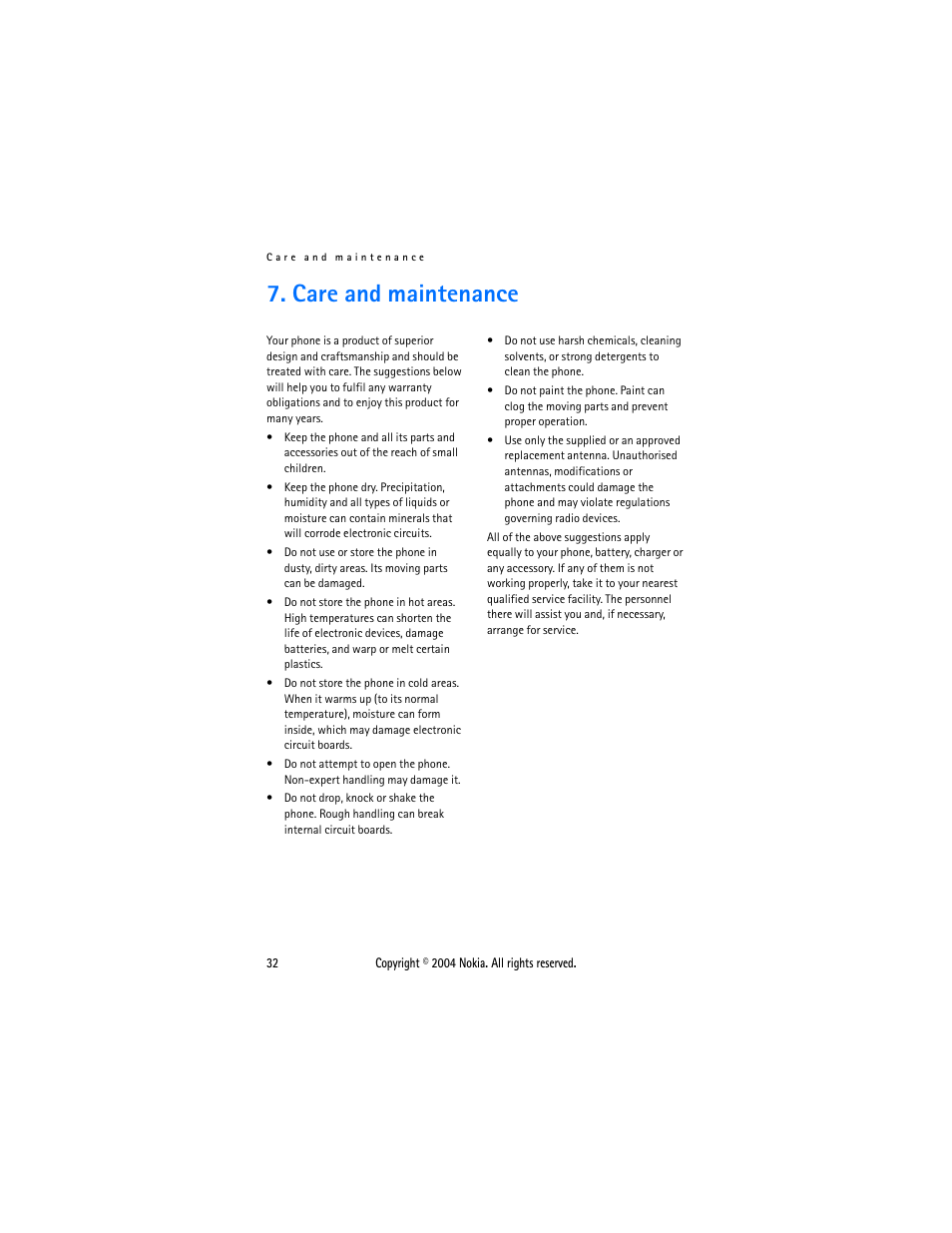 Care and maintenance | Nokia 1108 User Manual | Page 39 / 45