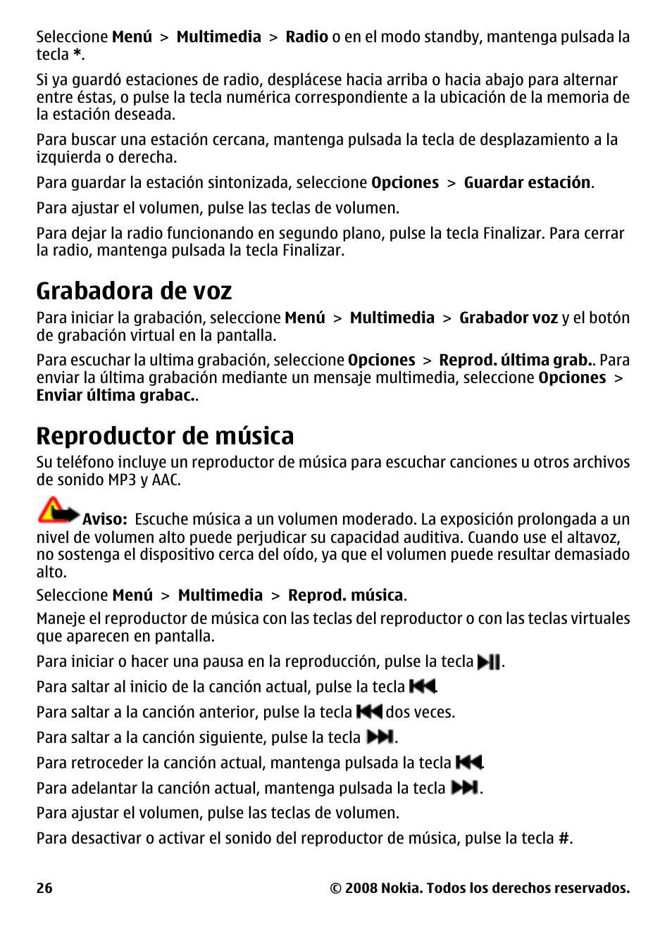 Grabadora de voz, Reproductor de música | Nokia XpressMusic 5130 User Manual | Page 62 / 74