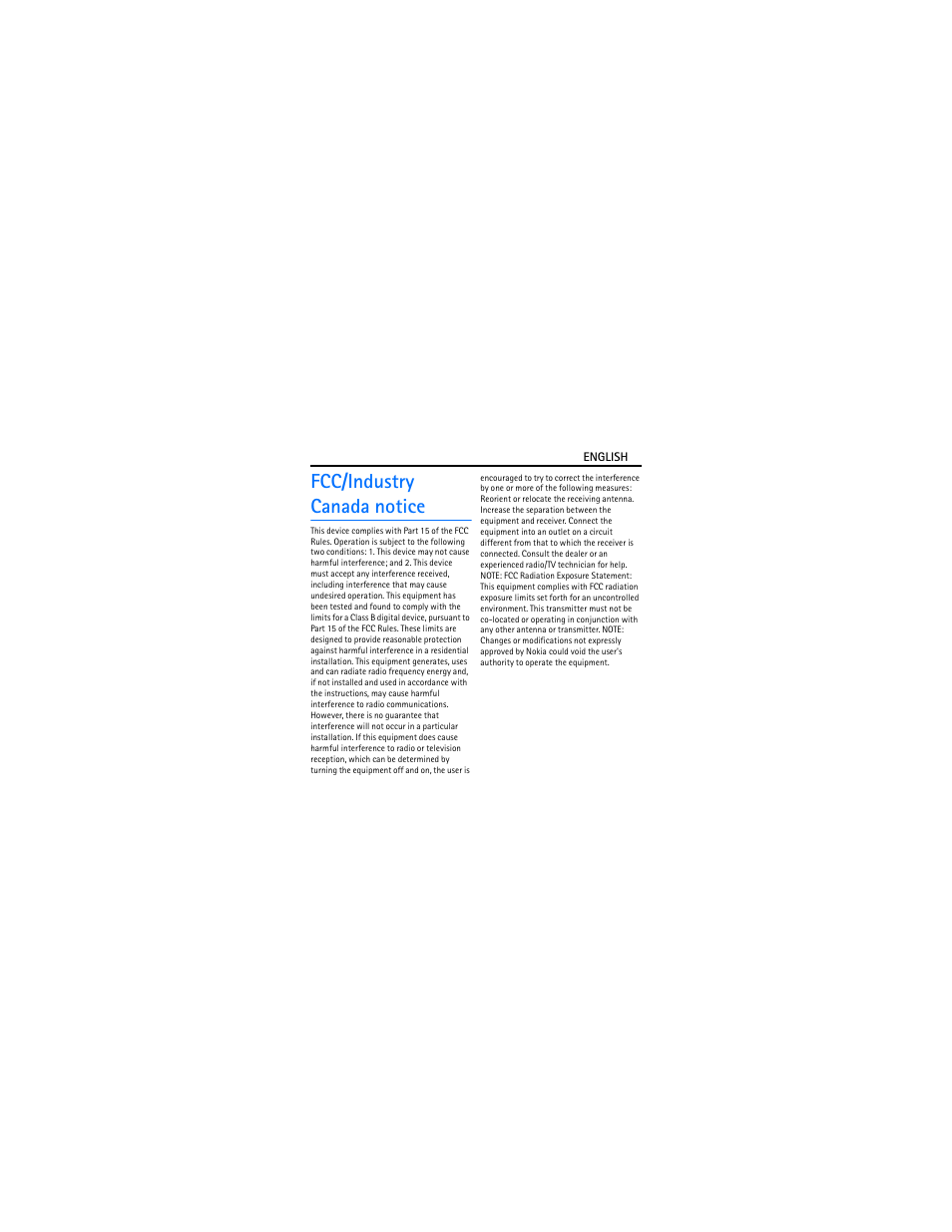 Fcc/industry canada notice | Nokia BH-302 User Manual | Page 10 / 42