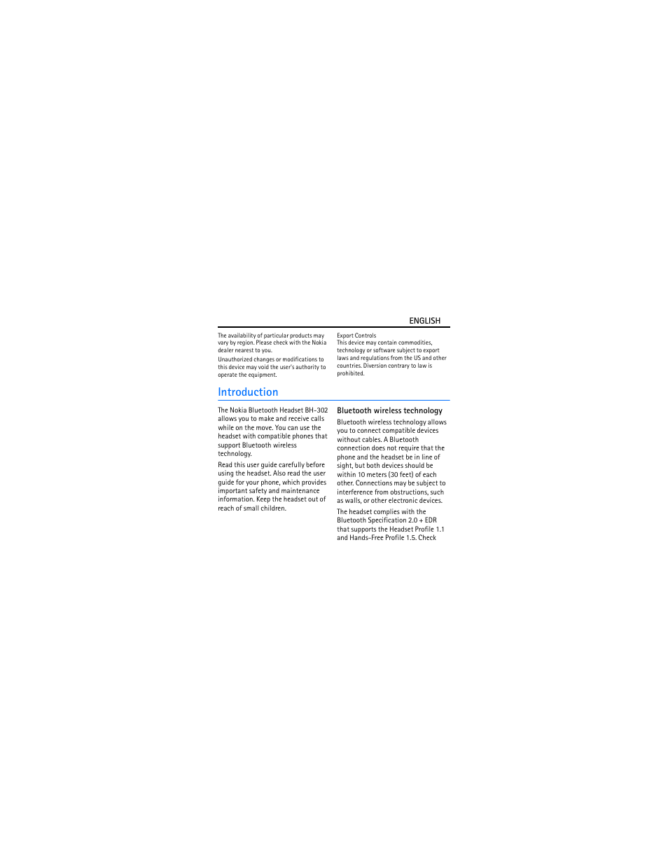 Introduction, Bluetooth wireless technology | Nokia BH-302 User Manual | Page 3 / 42