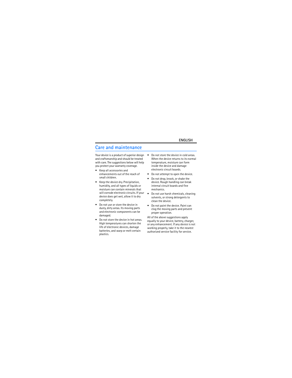 Care and maintenance | Nokia BH-302 User Manual | Page 9 / 42