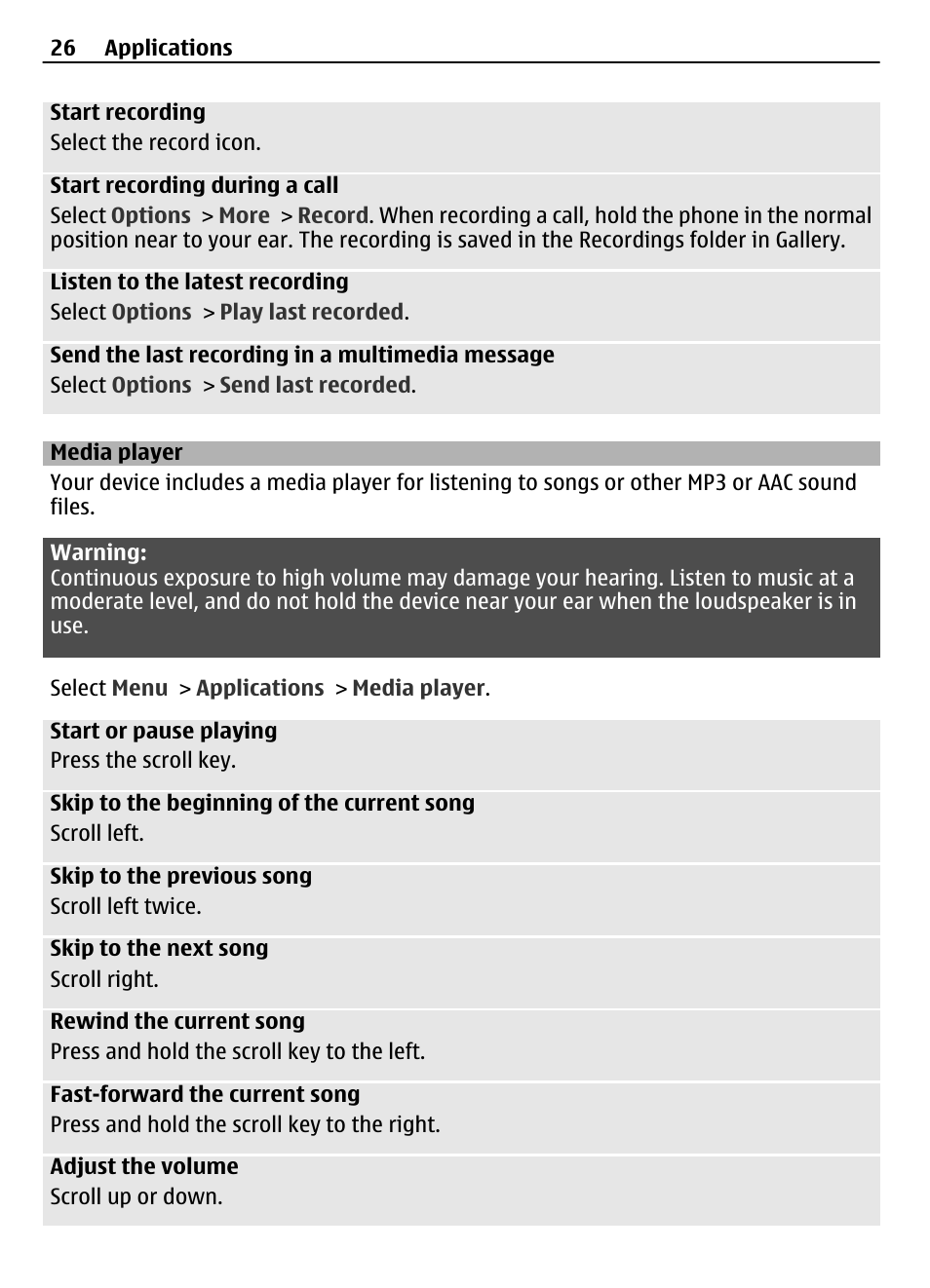 Media player | Nokia 7230 User Manual | Page 26 / 38