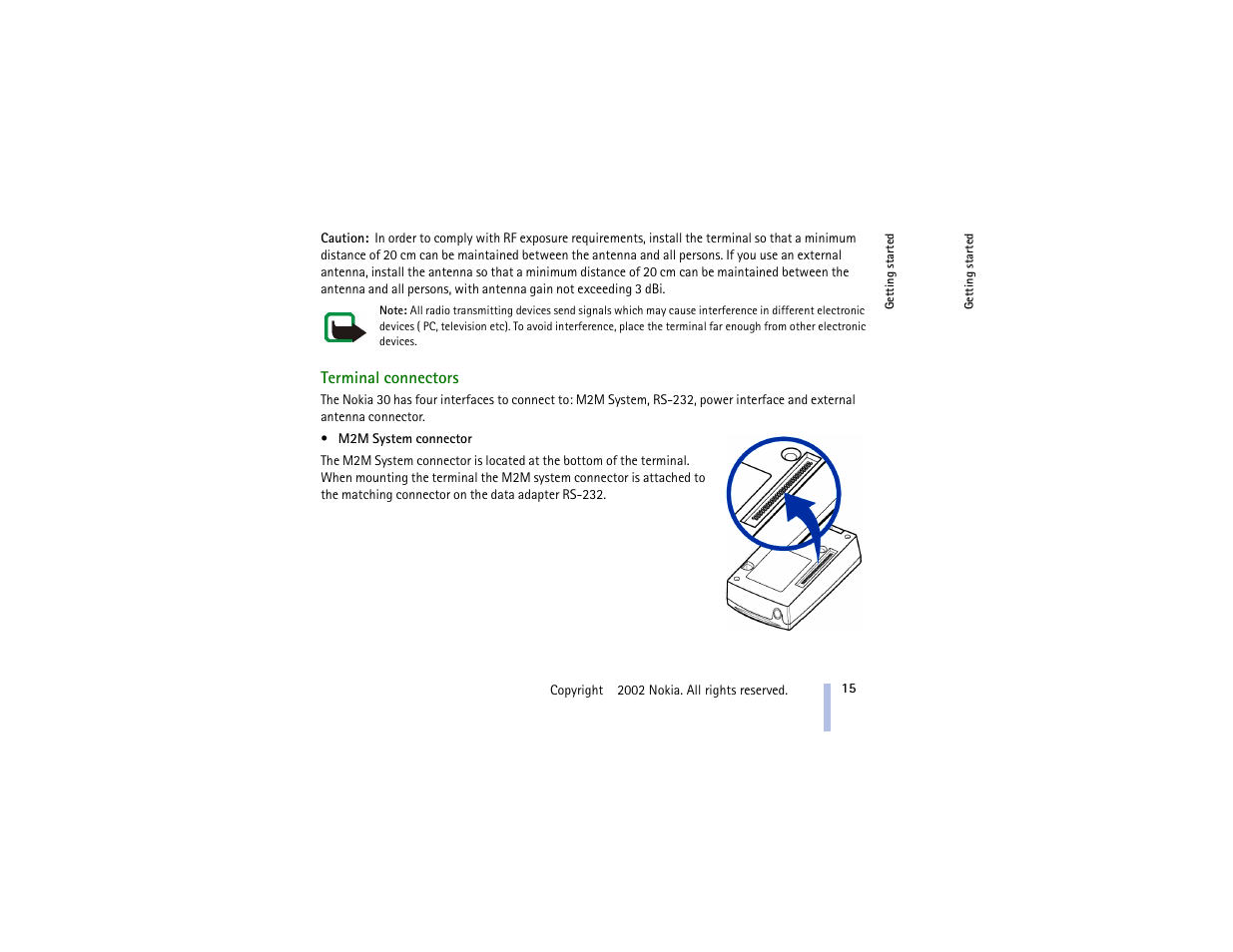 Terminal connectors | Nokia 30 GSM User Manual | Page 15 / 56