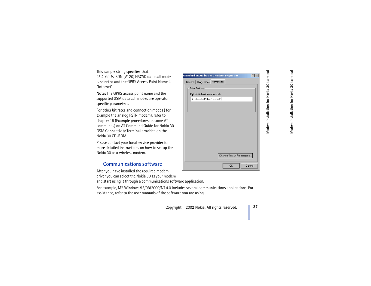 Communications software | Nokia 30 GSM User Manual | Page 37 / 56