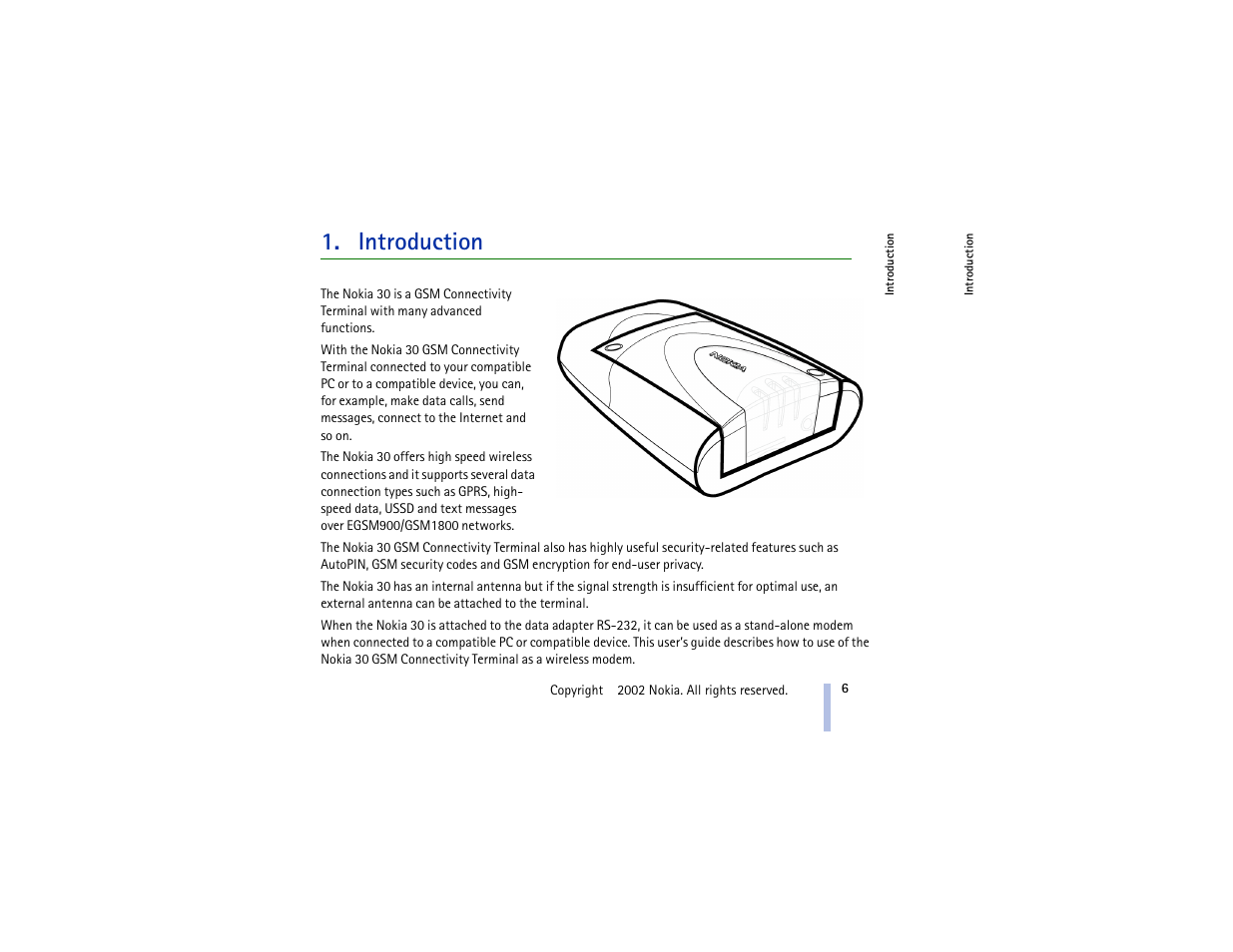 Introduction | Nokia 30 GSM User Manual | Page 6 / 56