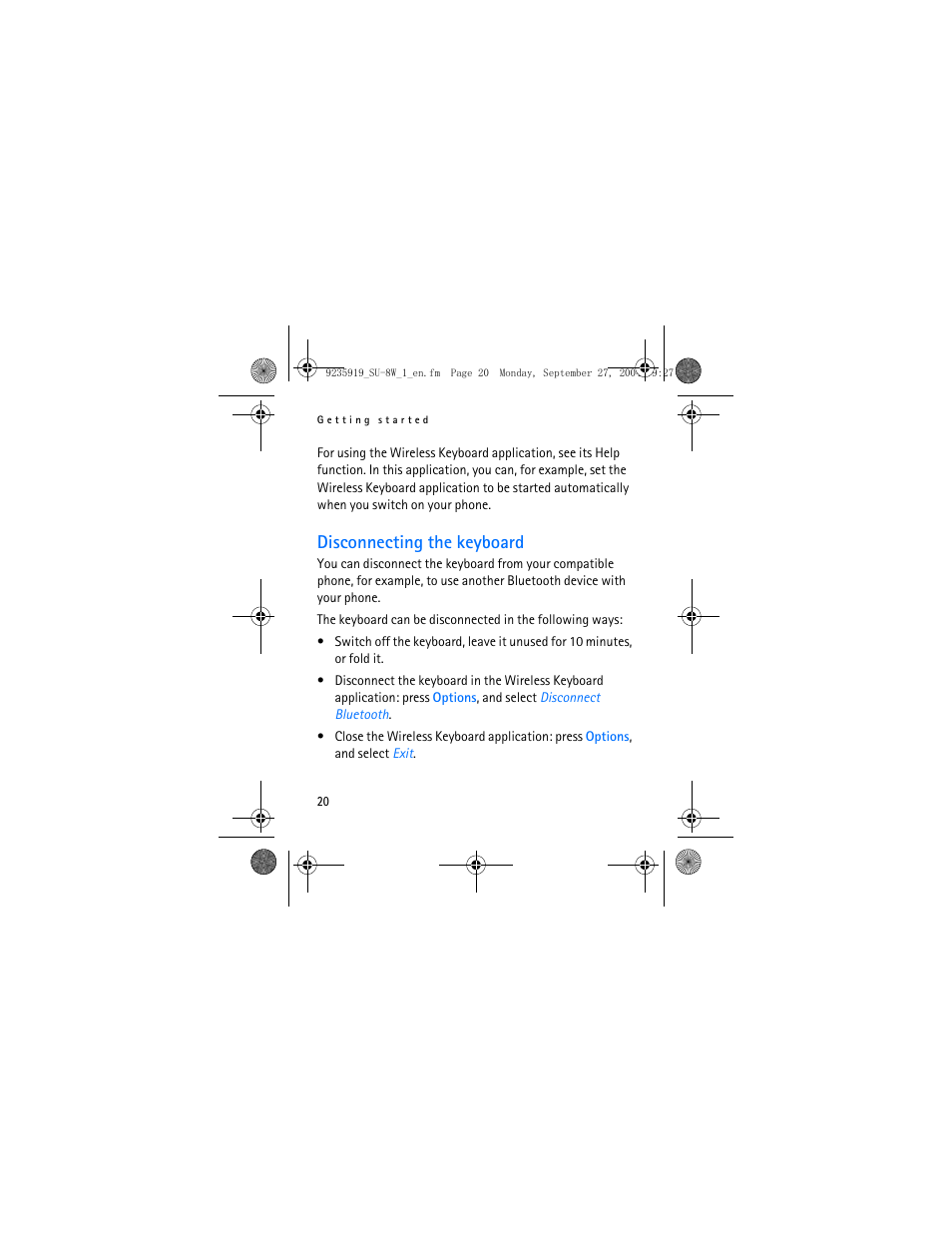 Disconnecting the keyboard | Nokia SU-8W User Manual | Page 20 / 34