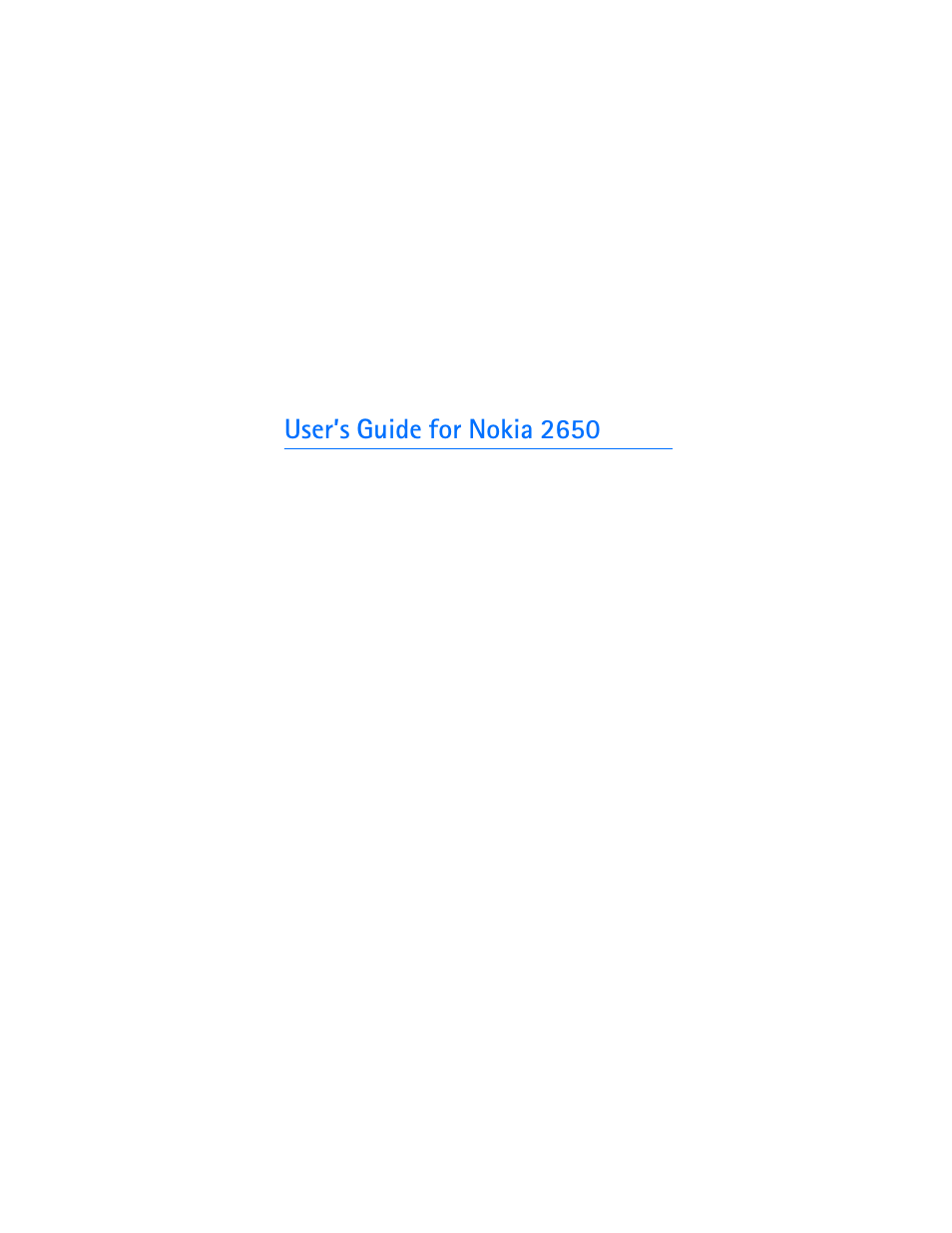 Nokia 2650 User Manual | 106 pages