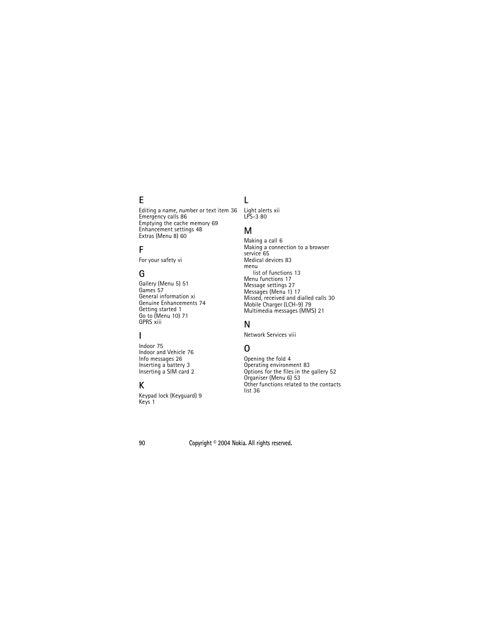 Nokia 2650 User Manual | Page 105 / 106