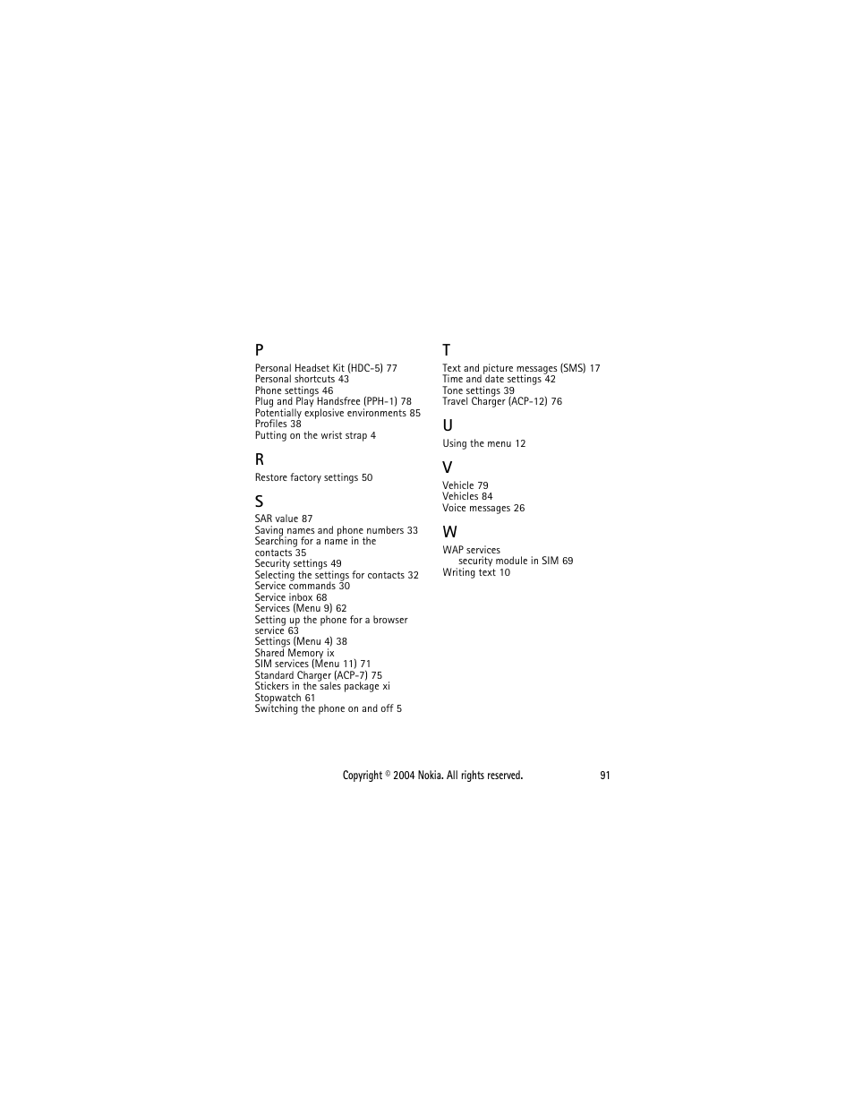 Nokia 2650 User Manual | Page 106 / 106