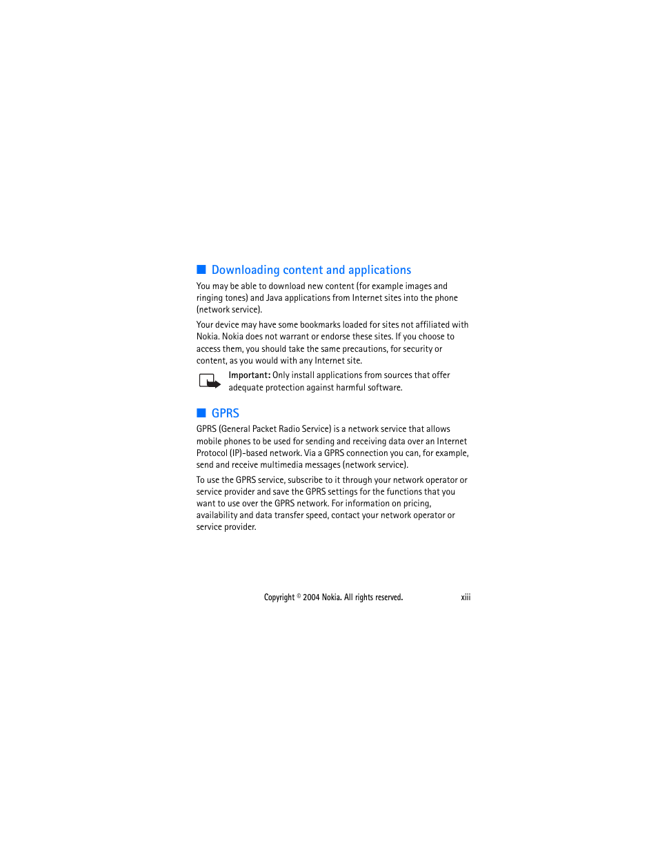Downloading content and applications, Gprs | Nokia 2650 User Manual | Page 14 / 106