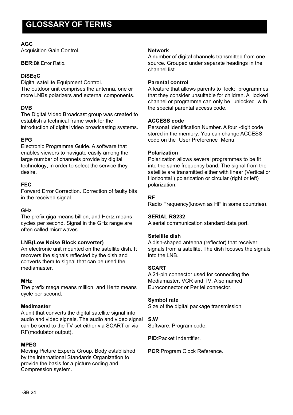 Glossary of terms | Nokia 9450 S User Manual | Page 24 / 28
