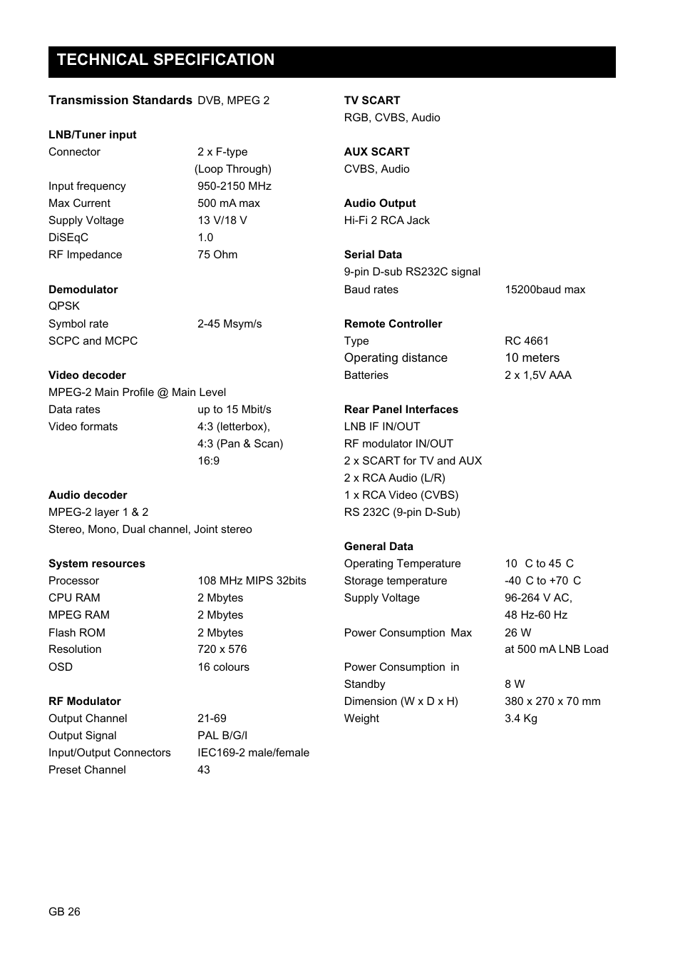 Technical specification | Nokia 9450 S User Manual | Page 26 / 28