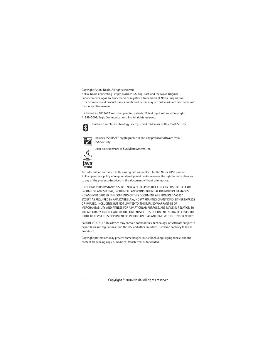 Nokia 2855 User Manual | Page 2 / 104