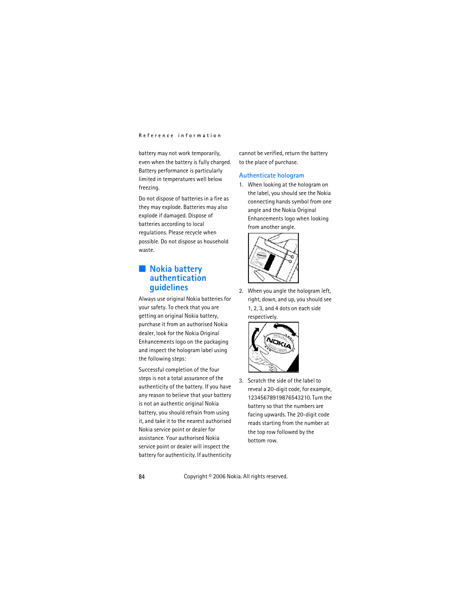 Nokia battery authentication guidelines | Nokia 2855 User Manual | Page 94 / 104