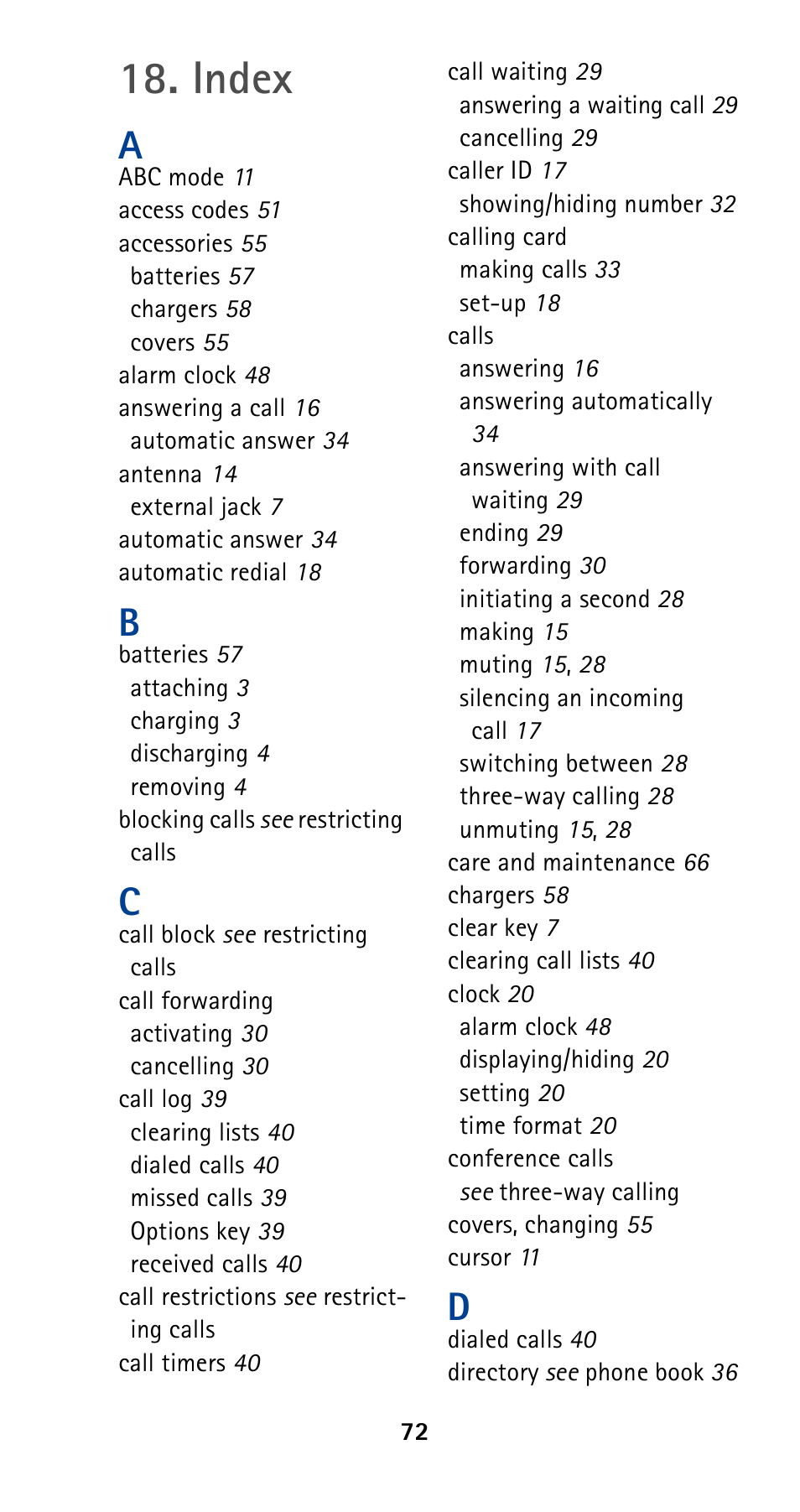 Index | Nokia 5160 User Manual | Page 79 / 81