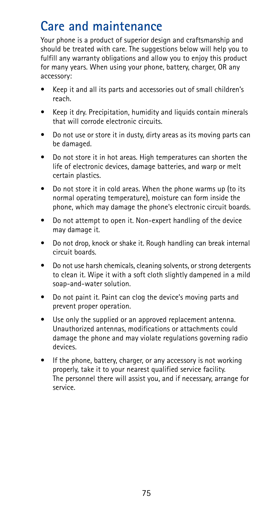 Care and maintenance | Nokia 5165 User Manual | Page 82 / 93