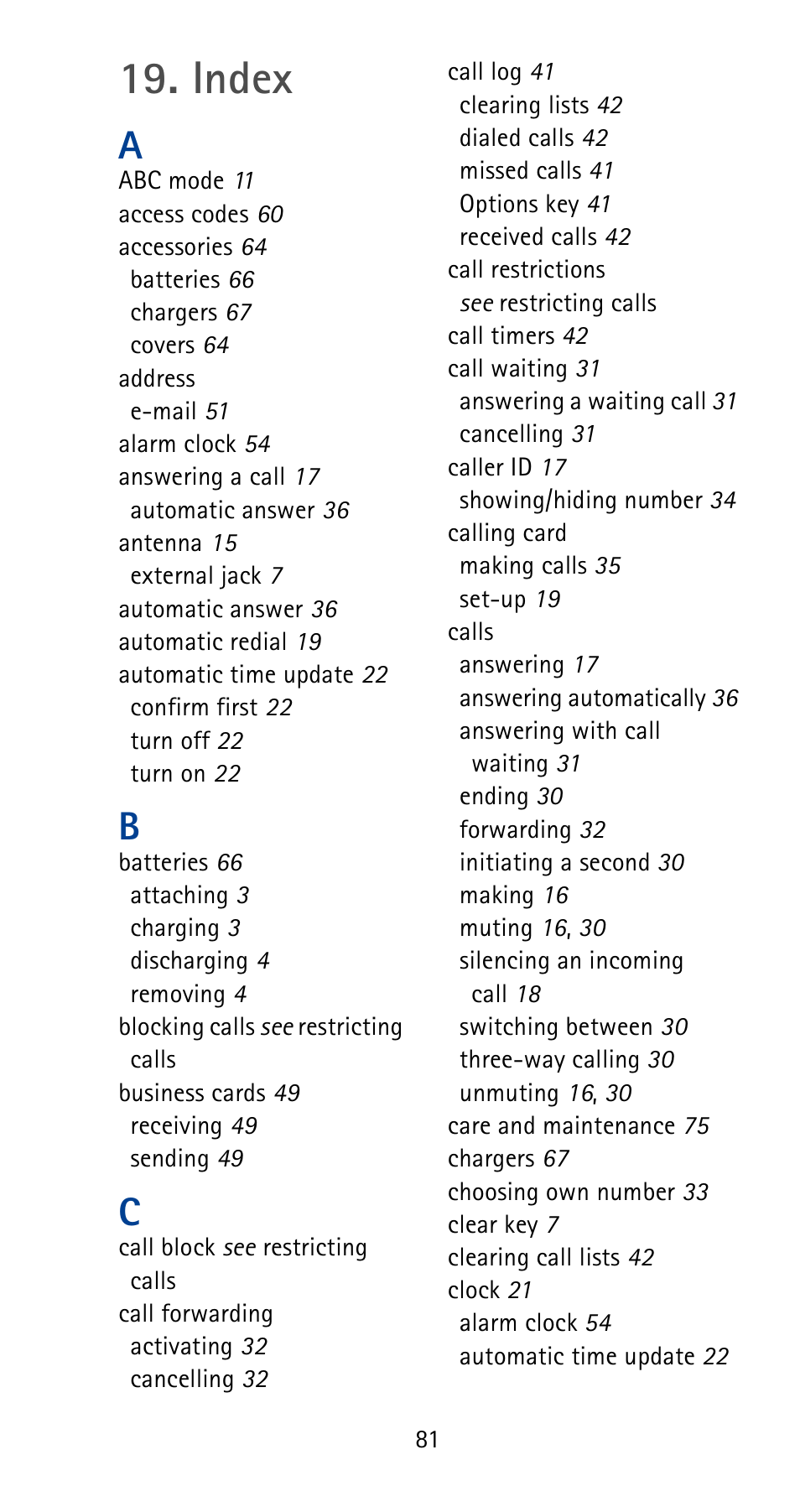 Index | Nokia 5165 User Manual | Page 88 / 93