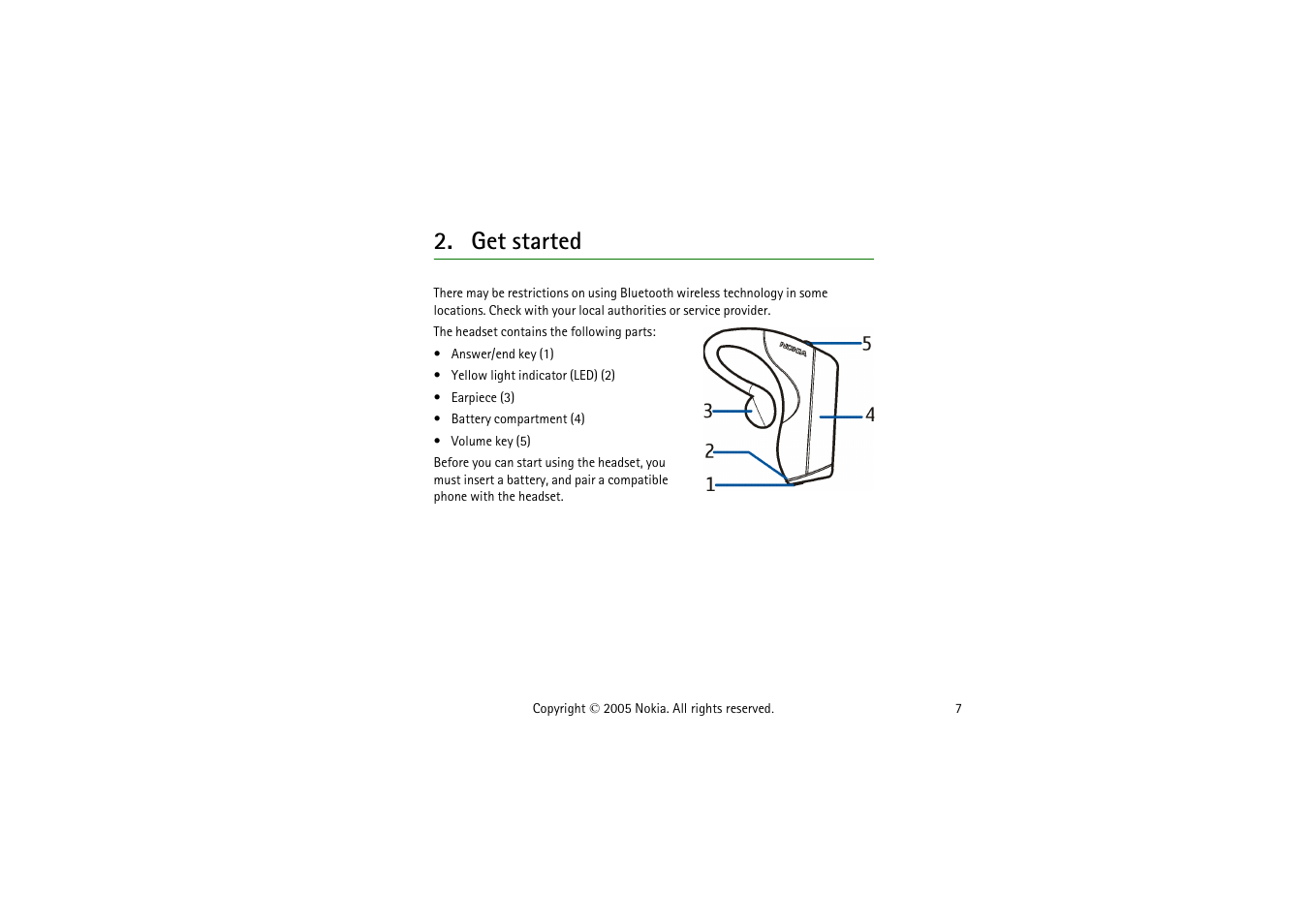 Get started | Nokia HS-37W User Manual | Page 7 / 14