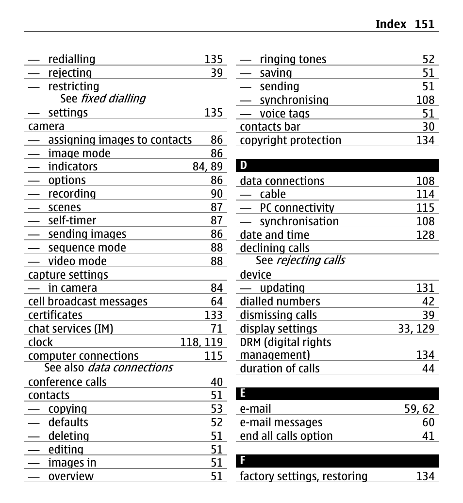 Nokia 5250 User Manual | Page 151 / 156