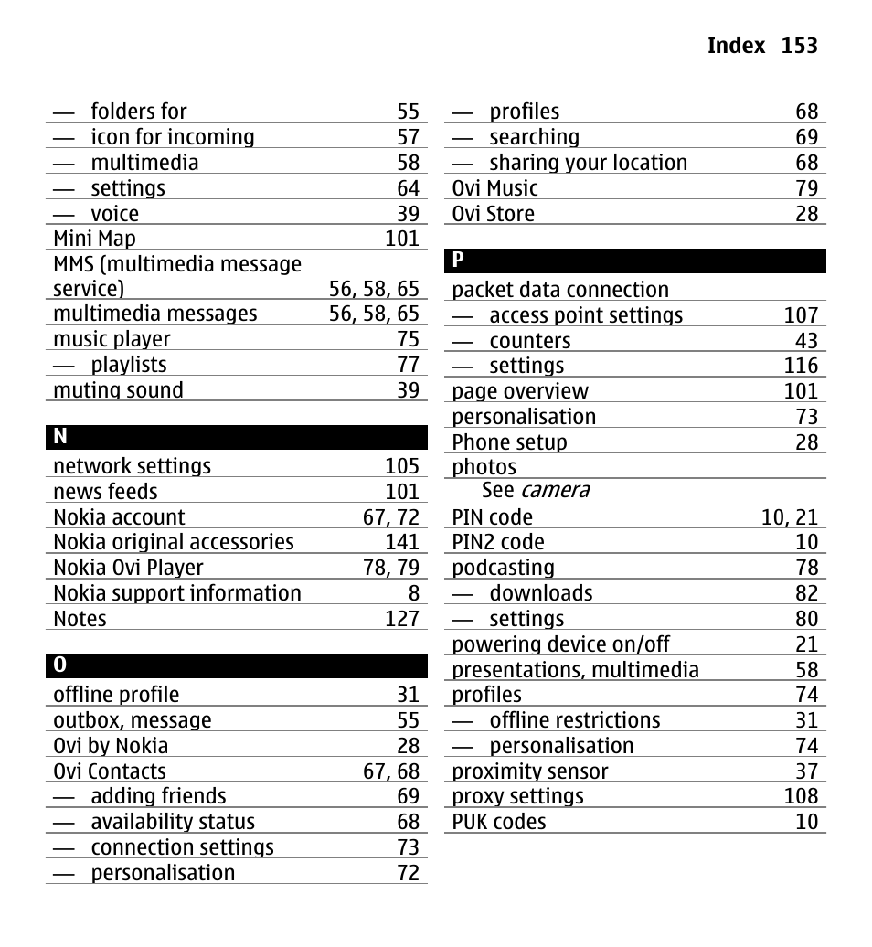 Nokia 5250 User Manual | Page 153 / 156