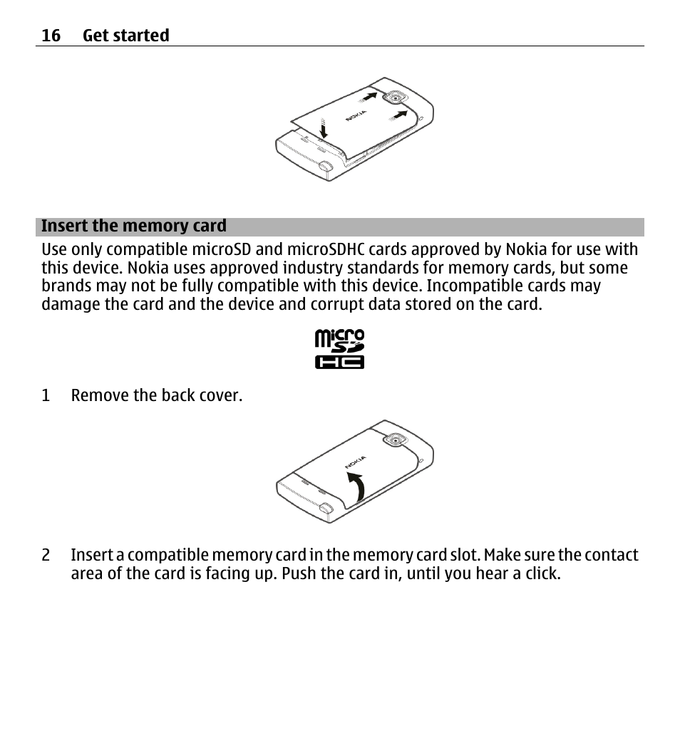 Insert the memory card | Nokia 5250 User Manual | Page 16 / 156