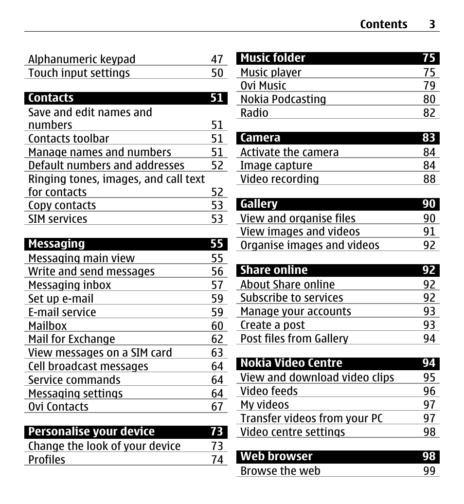 Nokia 5250 User Manual | Page 3 / 156