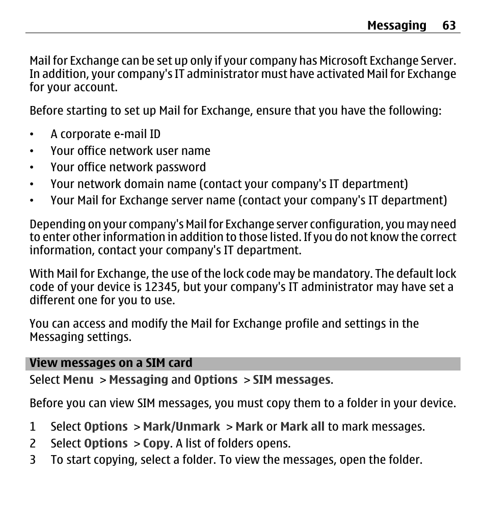 View messages on a sim card | Nokia 5250 User Manual | Page 63 / 156
