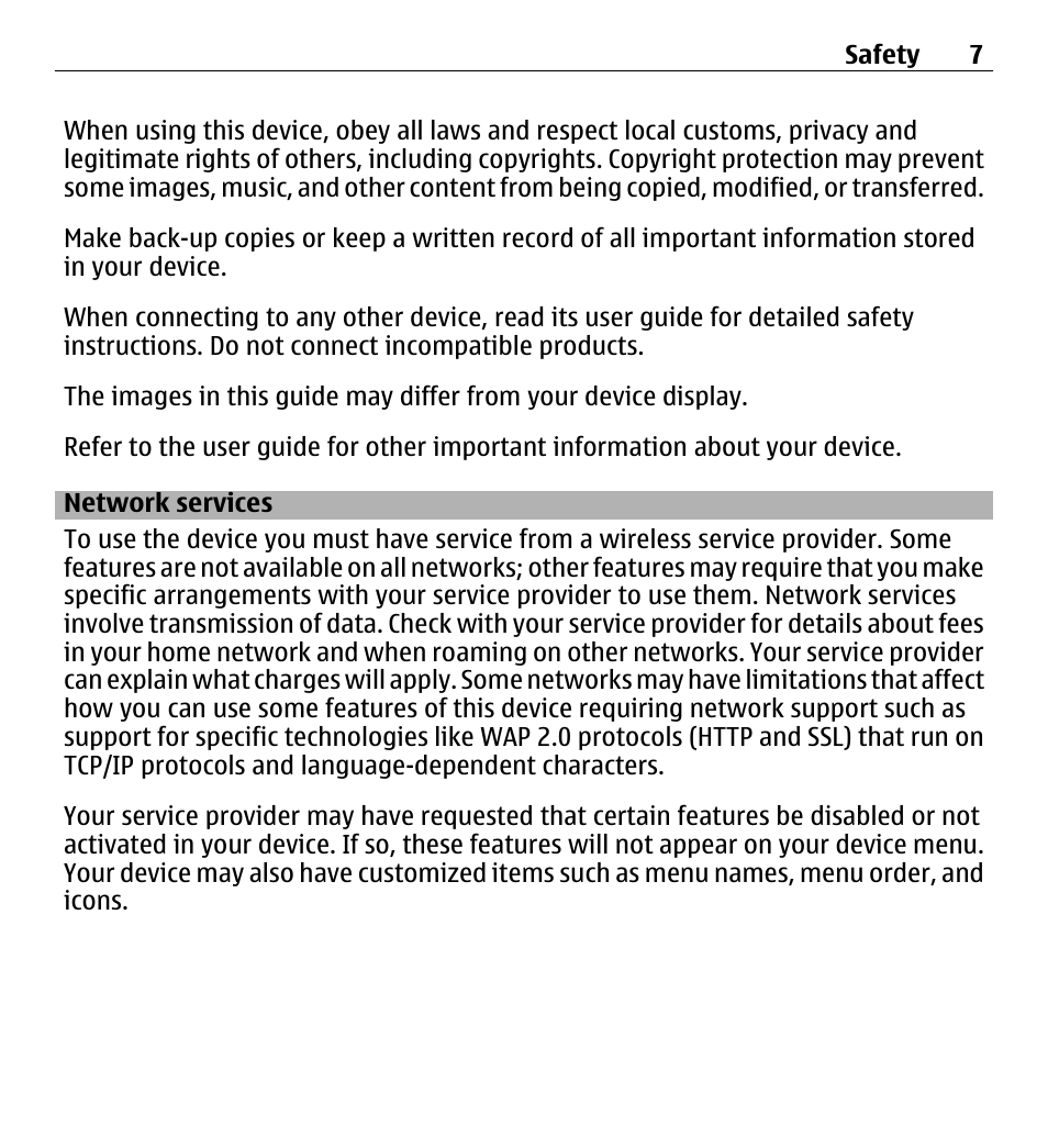 Network services | Nokia 5250 User Manual | Page 7 / 156