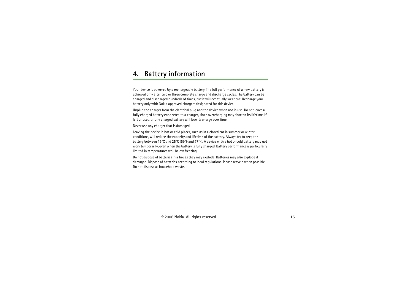 Battery information | Nokia BH-900 User Manual | Page 15 / 16