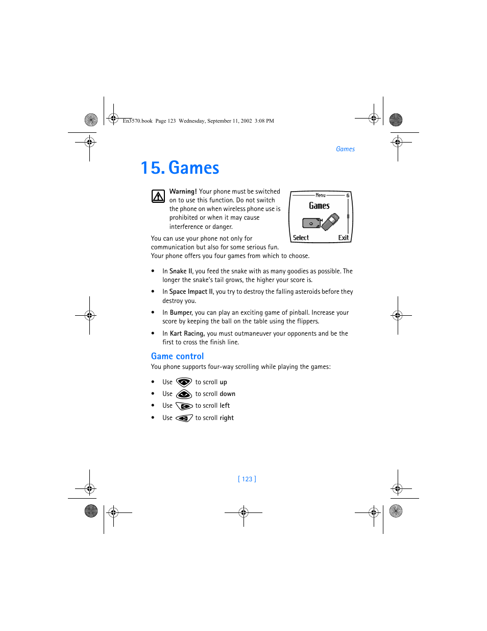 Games | Nokia 3570 User Manual | Page 131 / 192