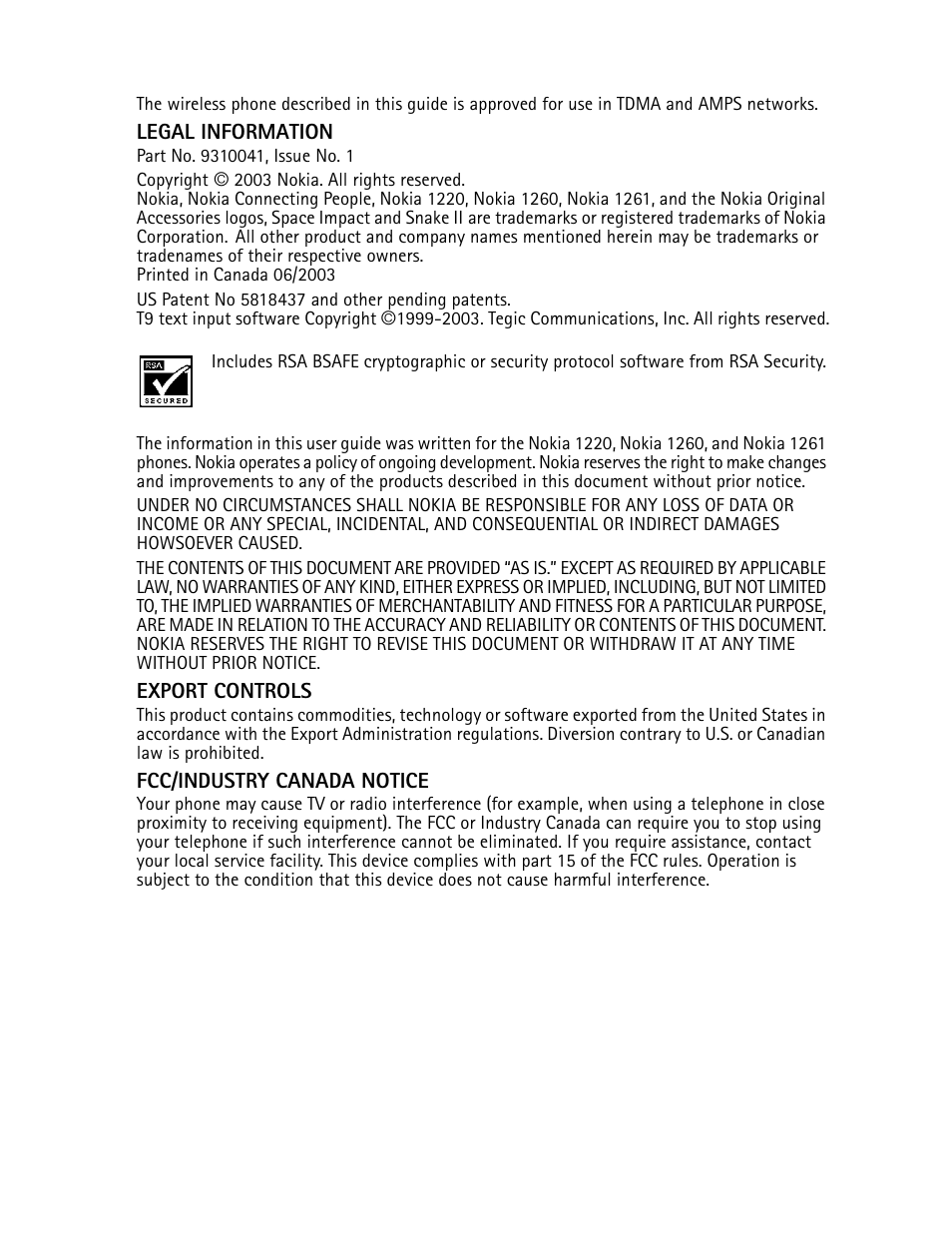 Nokia 1220 User Manual | Page 3 / 89