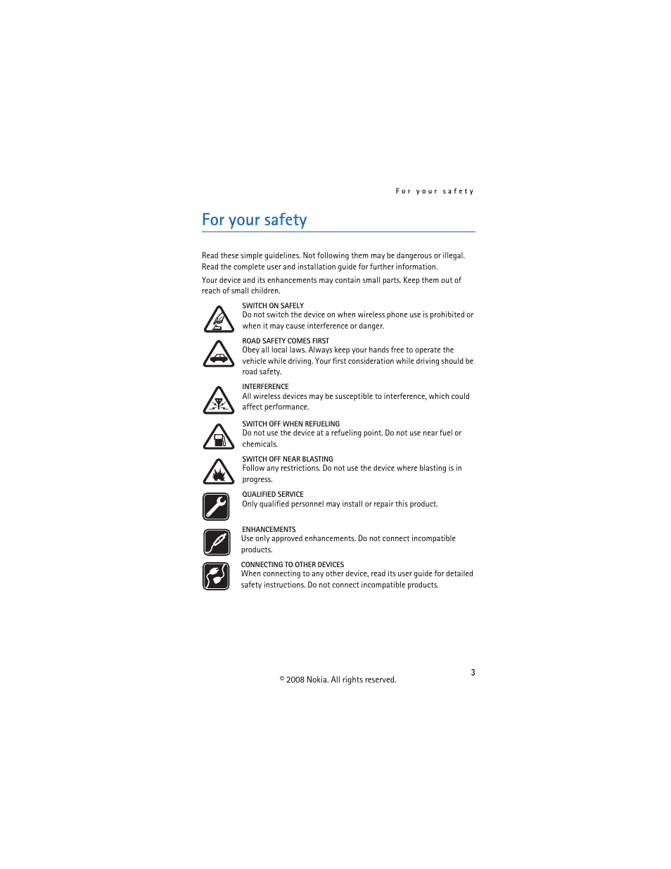 For your safety | Nokia CK-300 User Manual | Page 3 / 20