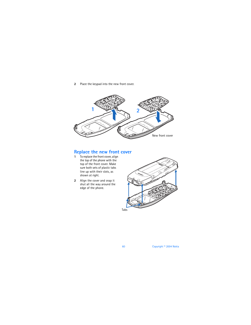 Replace the new front cover | Nokia 6010 User Manual | Page 71 / 145