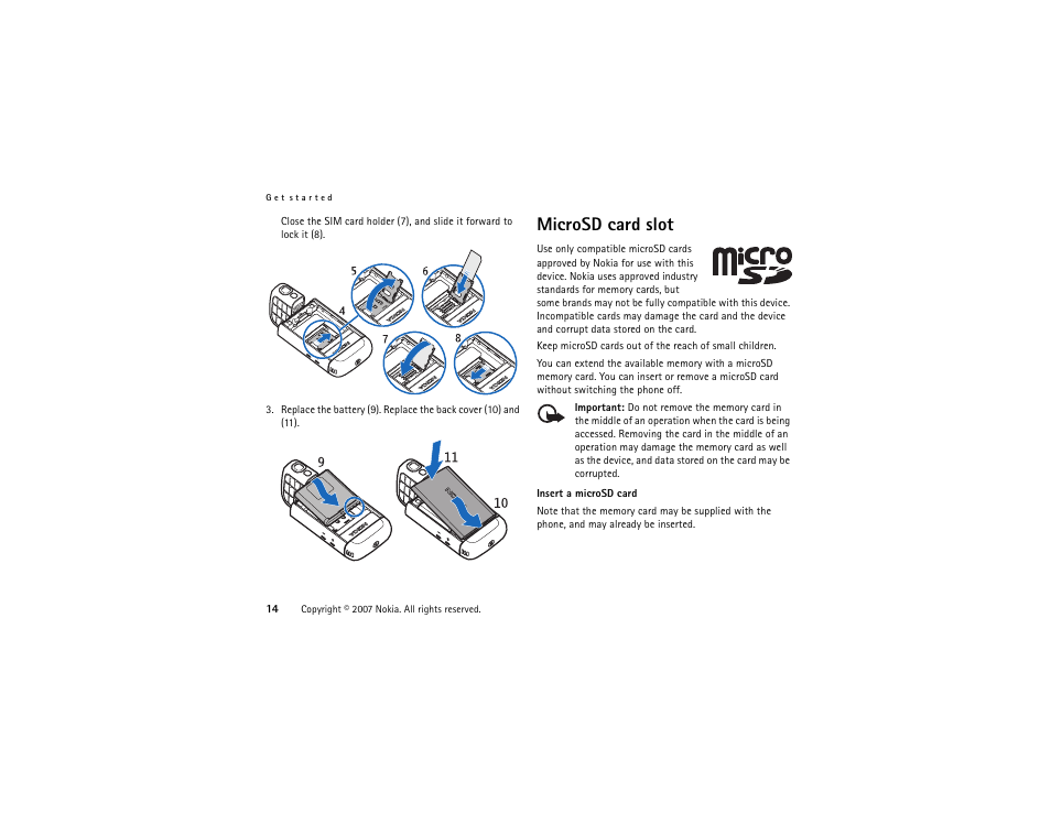 Microsd card slot | Nokia XpressMusic 5700 User Manual | Page 14 / 118