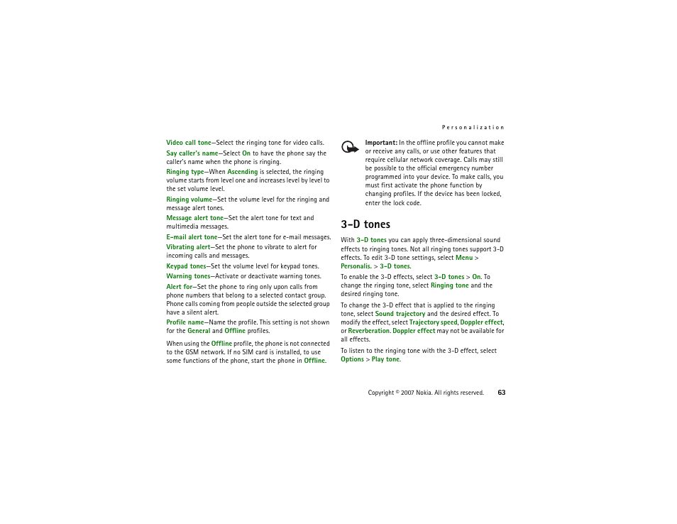 D tones | Nokia XpressMusic 5700 User Manual | Page 63 / 118
