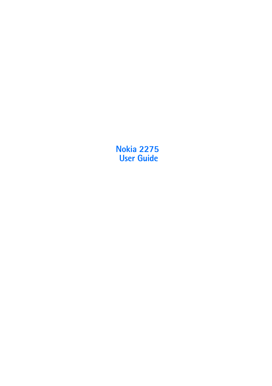 Nokia 2275 User Manual | 87 pages