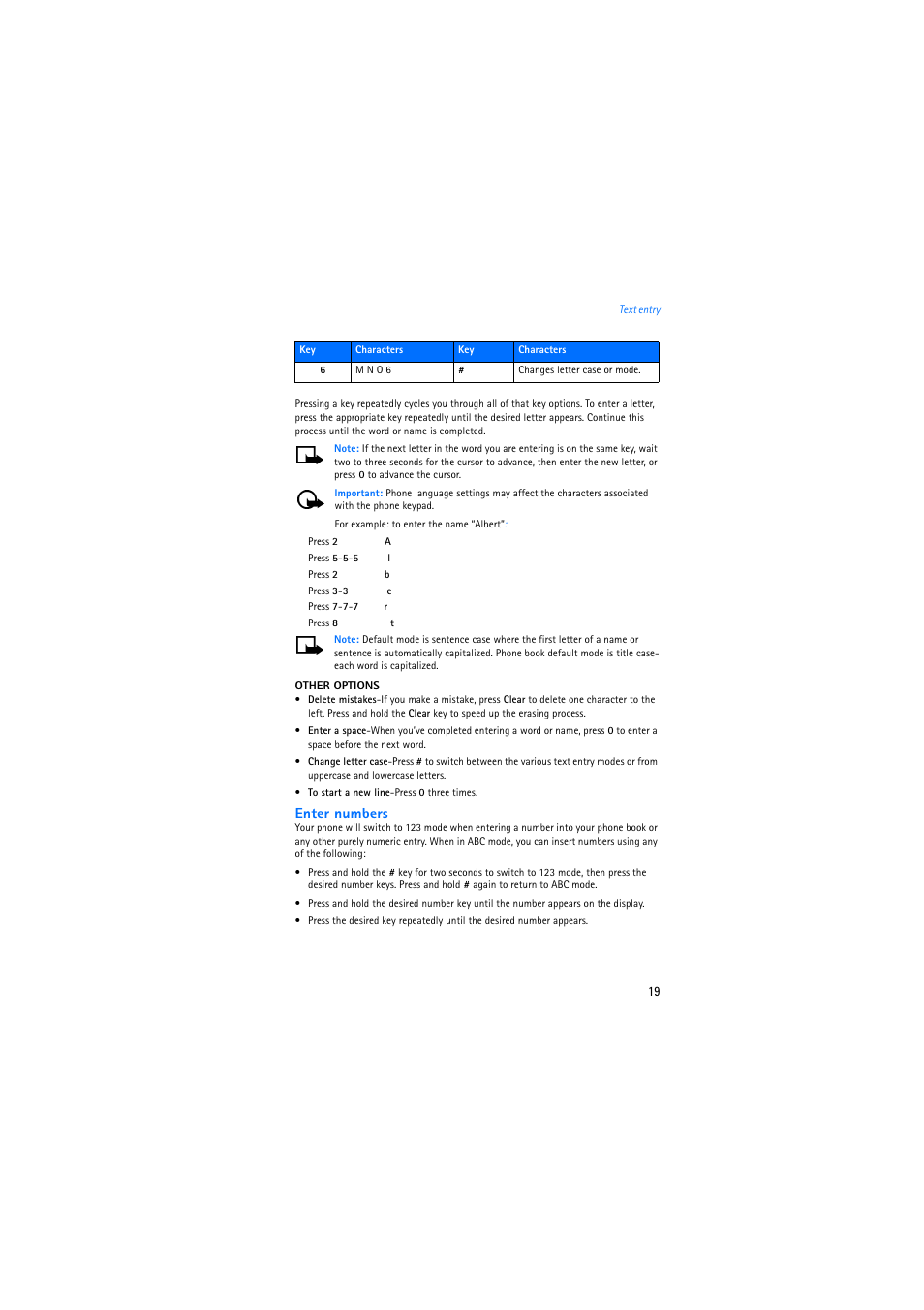 Enter numbers | Nokia 2275 User Manual | Page 19 / 87