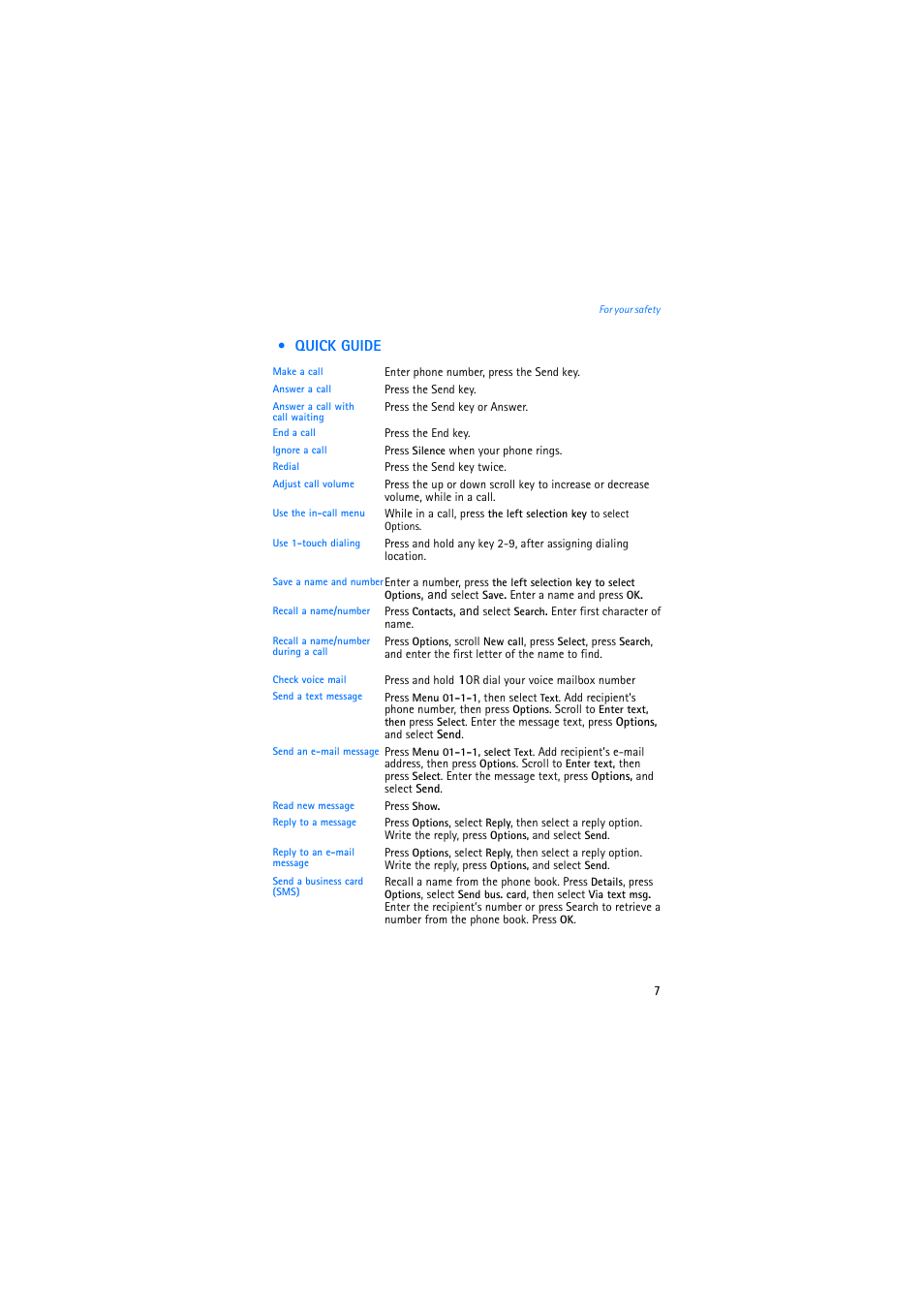Quick guide | Nokia 2275 User Manual | Page 7 / 87