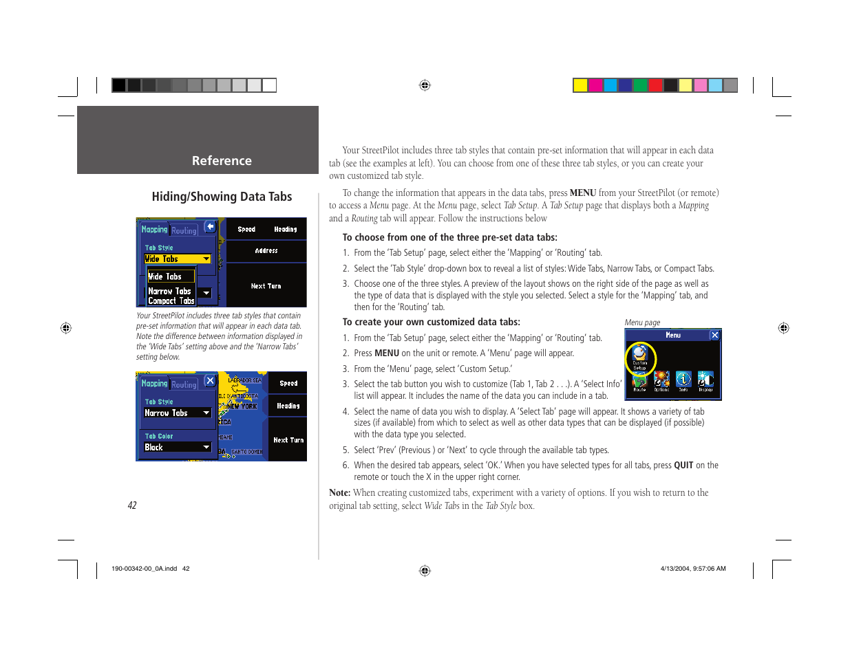 Reference, Hiding/showing data tabs | Nokia 2620 User Manual | Page 50 / 94