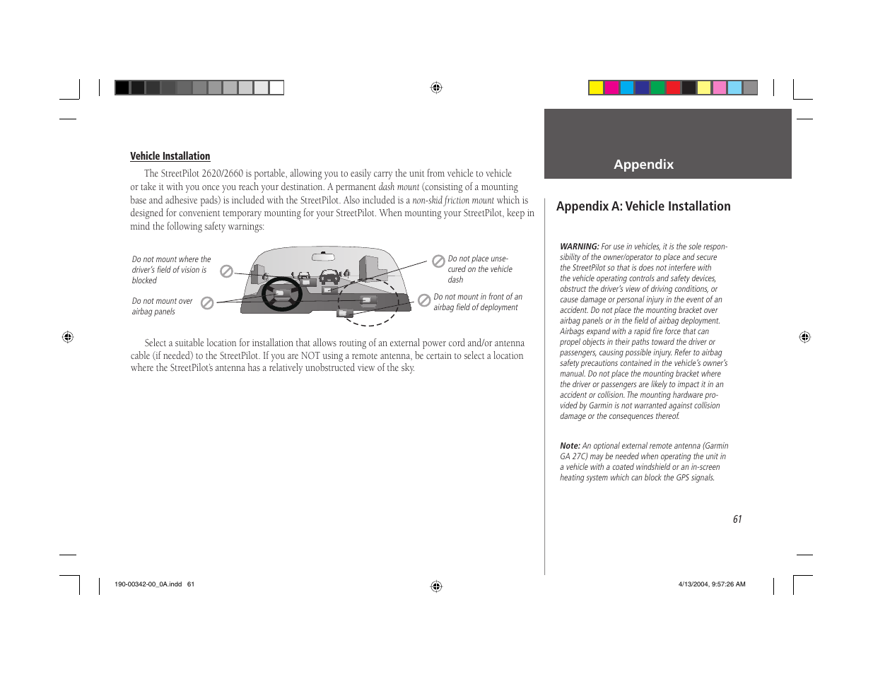 Appendix, Appendix a: vehicle installation | Nokia 2620 User Manual | Page 69 / 94