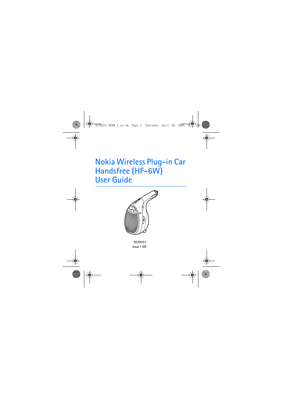 Nokia Wireless Plug-in Car Handsfree 9239331 User Manual | 24 pages