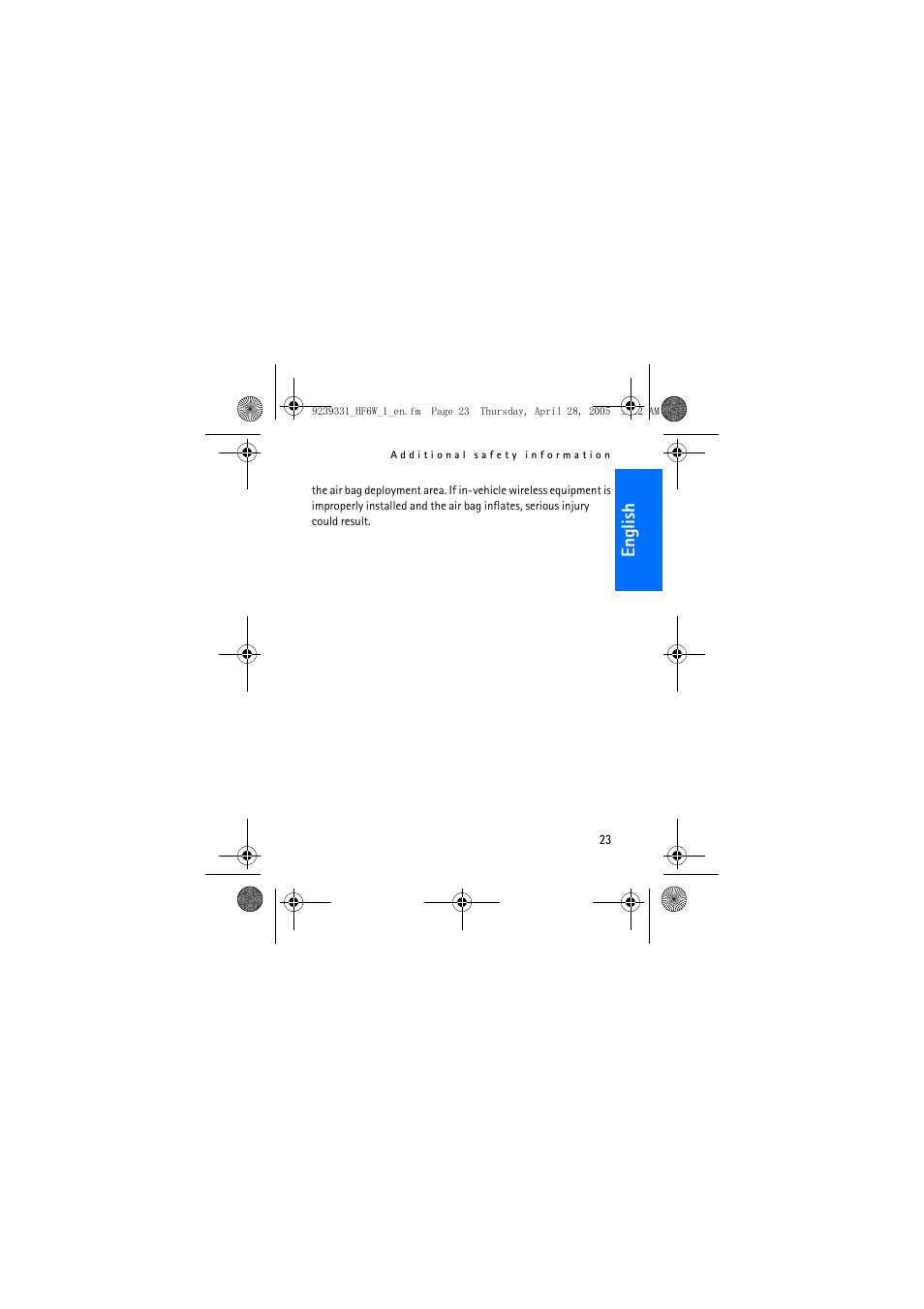 Eng lish | Nokia Wireless Plug-in Car Handsfree 9239331 User Manual | Page 23 / 24